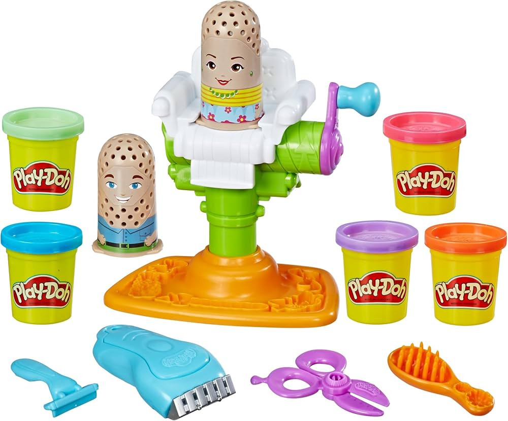 Play-Doh Buzz 'n Cut Fuzzy Pumper Barber Shop Toy with Electric Buzzer and 5 Non-Toxic Play-Doh C... | Amazon (US)