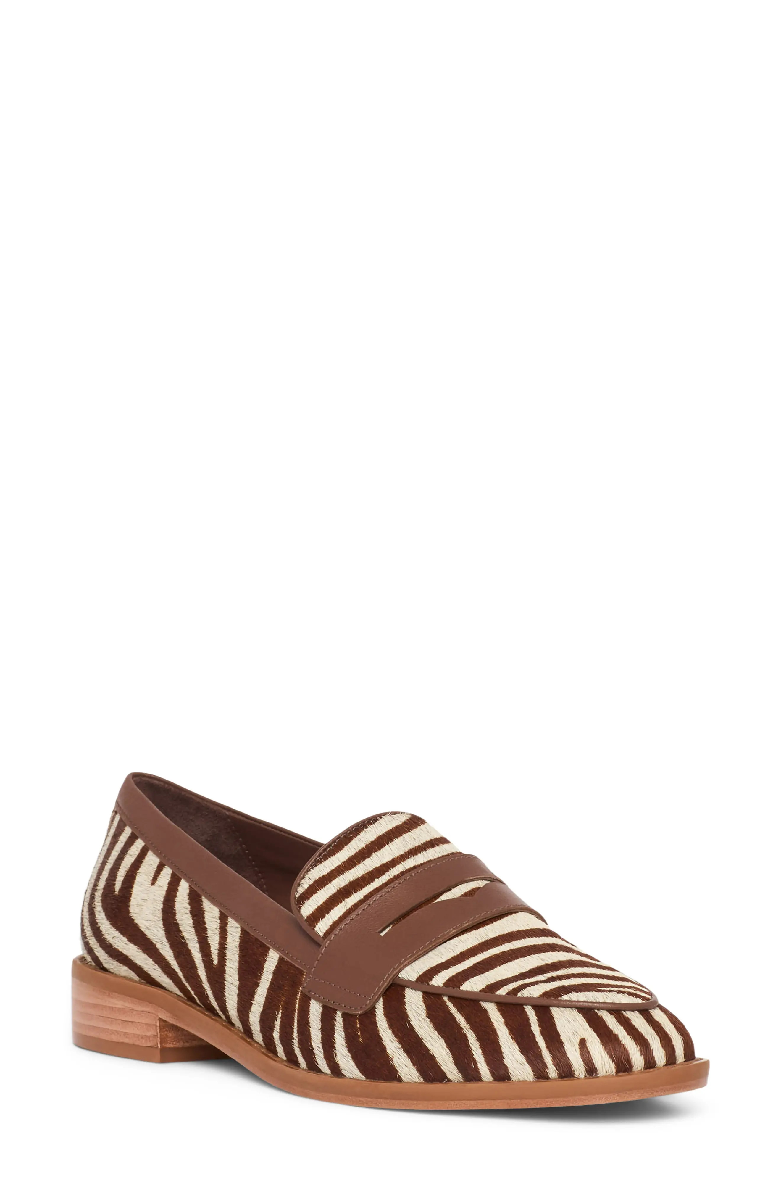 Cinq à Sept Gretta Zebra Haircalf Loafer in Dark Sepia/Ivory at Nordstrom, Size 7.5Us | Nordstrom