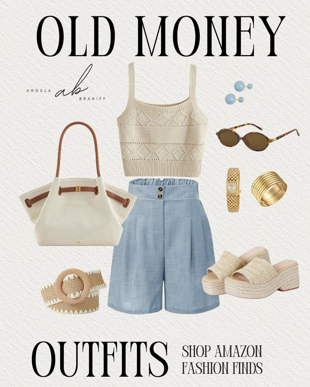 Understated Old Money elegance can be as simple as chambray shorts and a texture tank in neutral ... | Amazon (US)