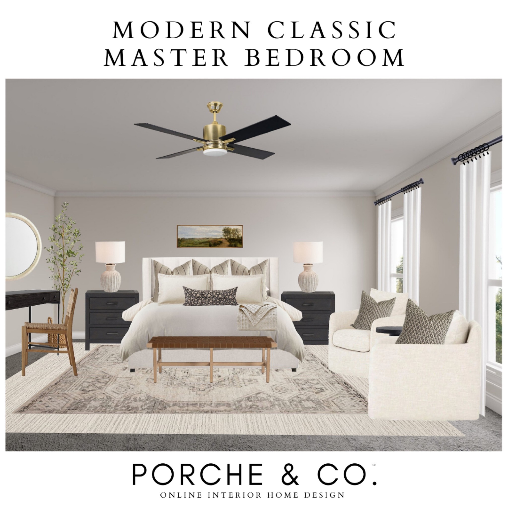 Master bedroom design, master bedroom mood board, bedroom decor, bedroom furniture, layered rugs, upholstered bed #bedroominspo #moodboard 

#LTKstyletip #LTKhome #LTKSeasonal