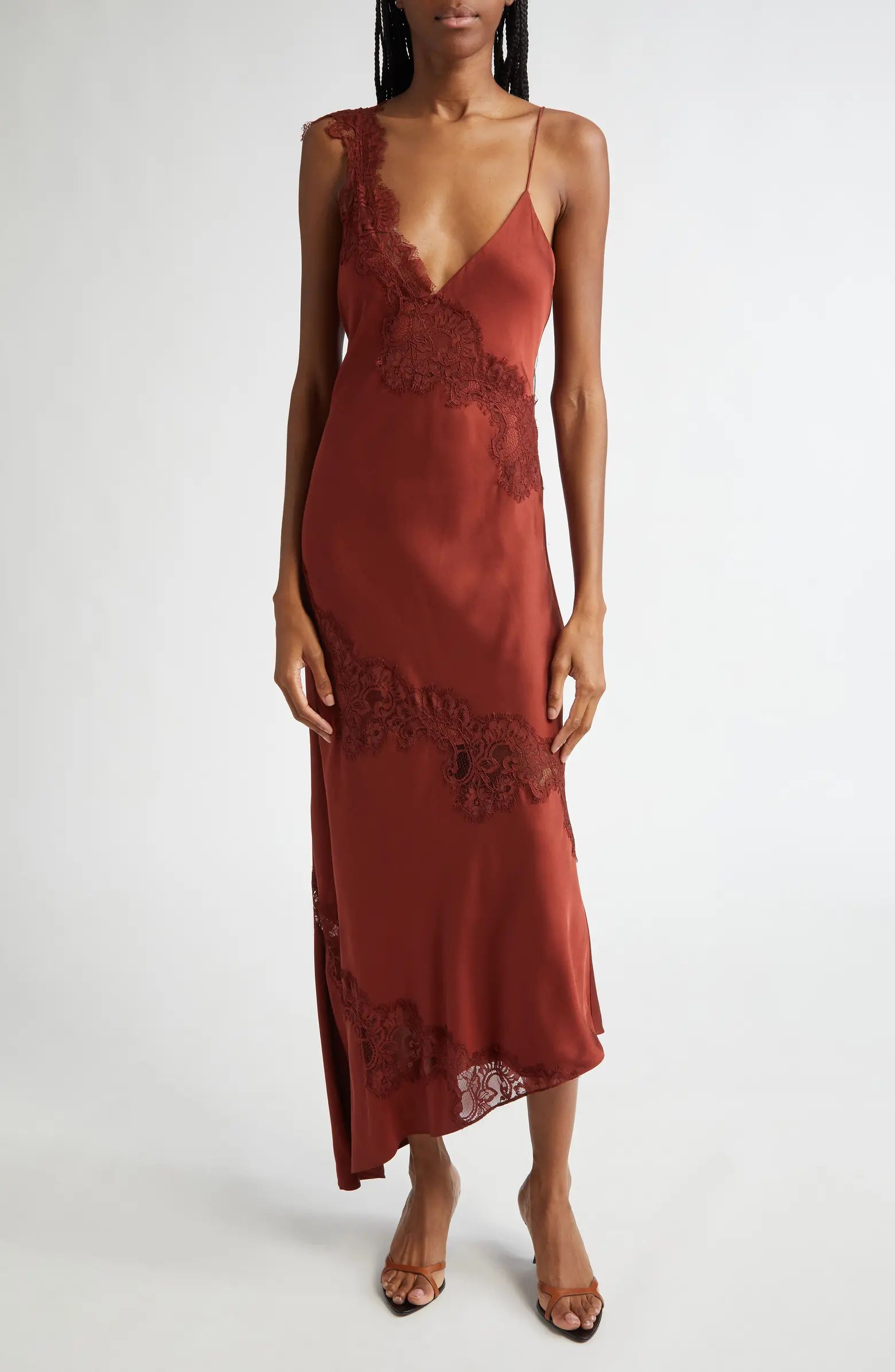 A.L.C. Stella Lace Asymmetric Satin Slipdress | Nordstrom | Nordstrom