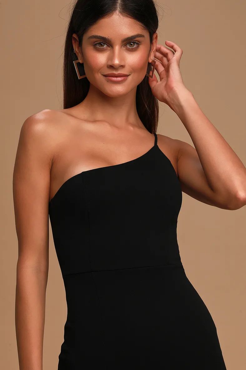 Keeper of My Heart Black One-Shoulder Maxi Dress | Lulus (US)
