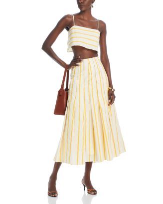 Striped Poplin Cropped Tank Top & Pleated Maxi Skirt | Bloomingdale's (US)