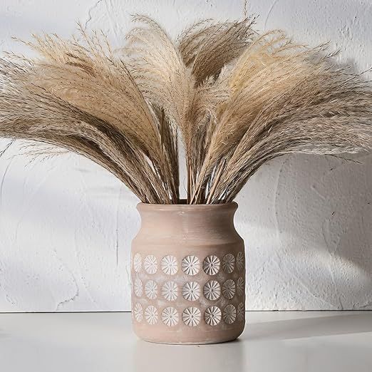 LUKA Ceramic Rustic Farmhouse Vase,6.6 inch Terracotta Vase,Neutral Vase Pottery Decorative Flowe... | Amazon (US)
