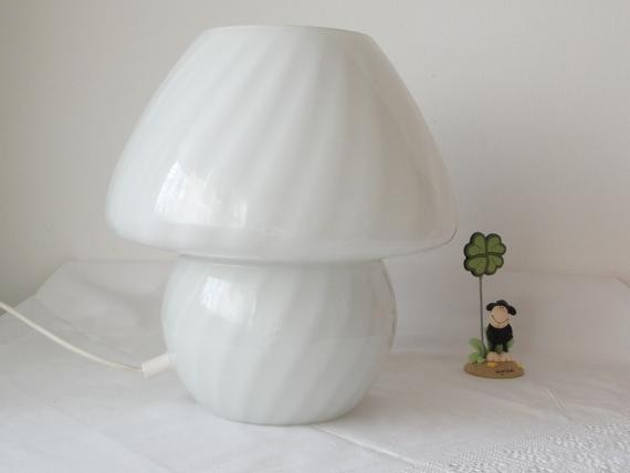 Glas Tischlampe 1960er Glaskunst Handarbeit, weiße Vintage Büro Tischleuchte mundgeblasen Glasl... | Etsy (DACH)