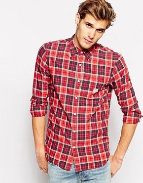 Denim & Supply Long Sleeve Plaid Shirt - Red | ASOS UK