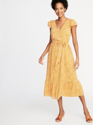 Waist-Defined Wrap-Front Midi for Women | Old Navy US