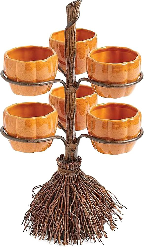 Lekgymr Cute Halloween Resin Pumpkin Bowls on Broom for Serving Fruit Salad Snacks Halloween Party S | Amazon (US)