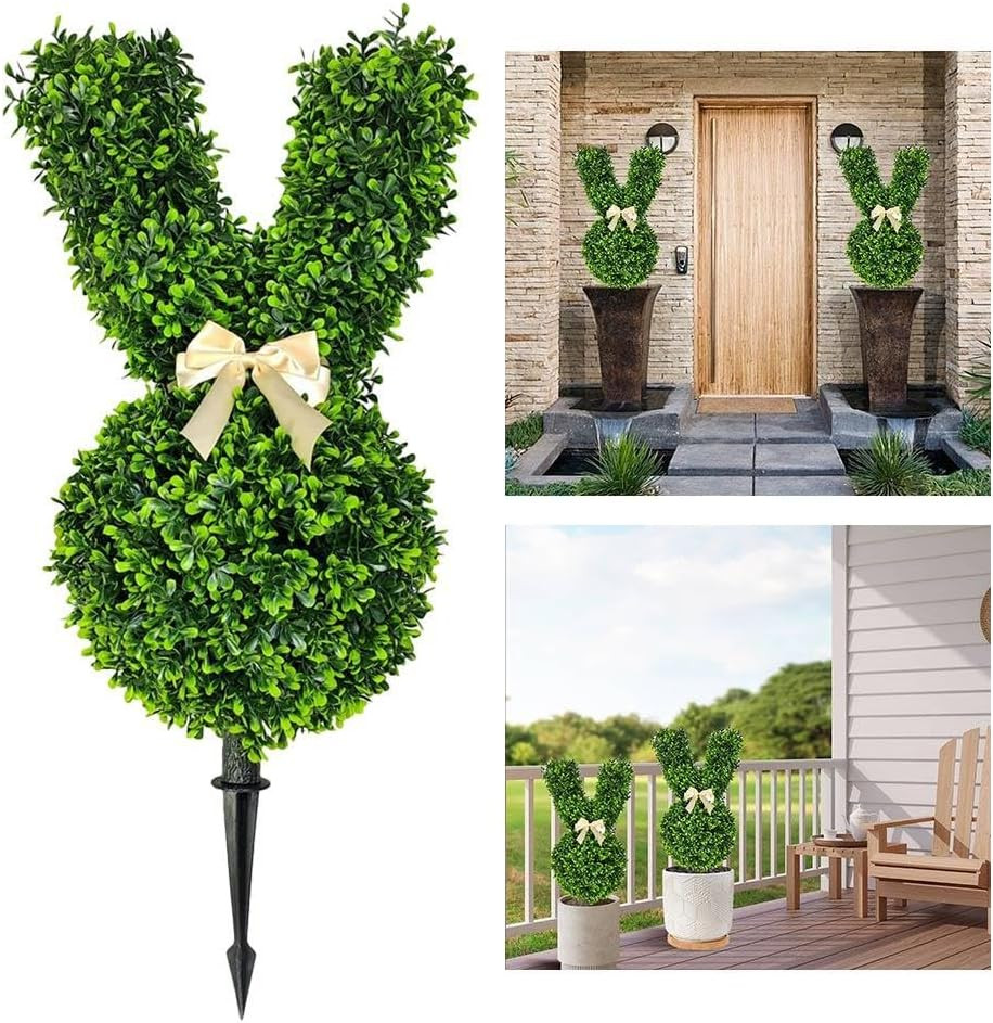 Bunny Topiary, Green Artificial Bunny-Shaped Topiary Tree Pot Fake Easter Bunny Plant, Easter Rab... | Walmart (US)
