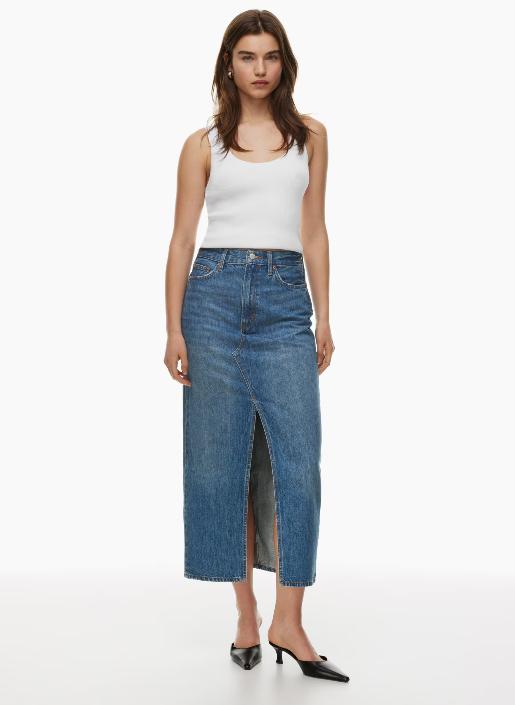 THE '90S VINTAGE MAXI DENIM SKIRT | Aritzia