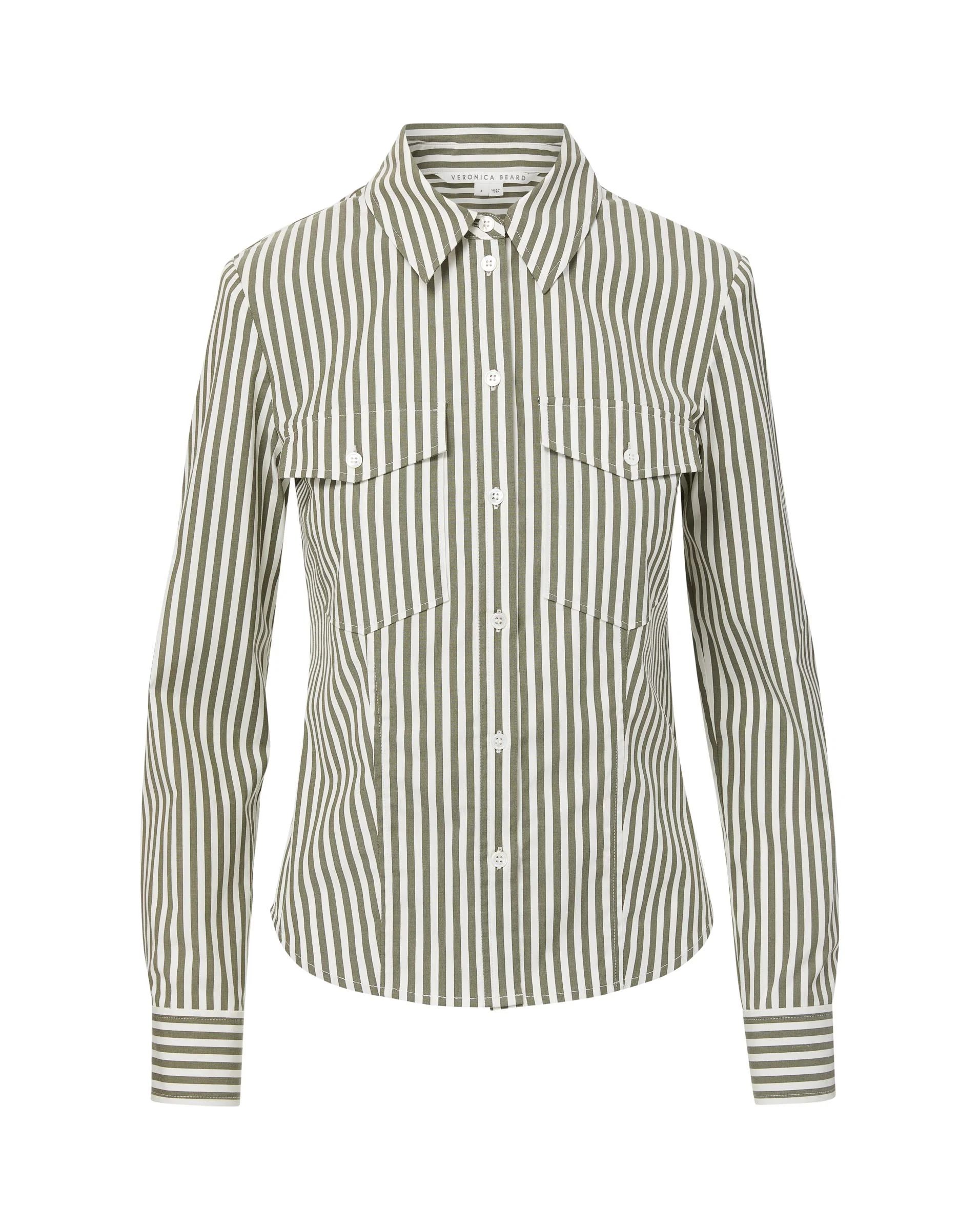 Barnette Striped Button-Down Shirt | Veronica Beard