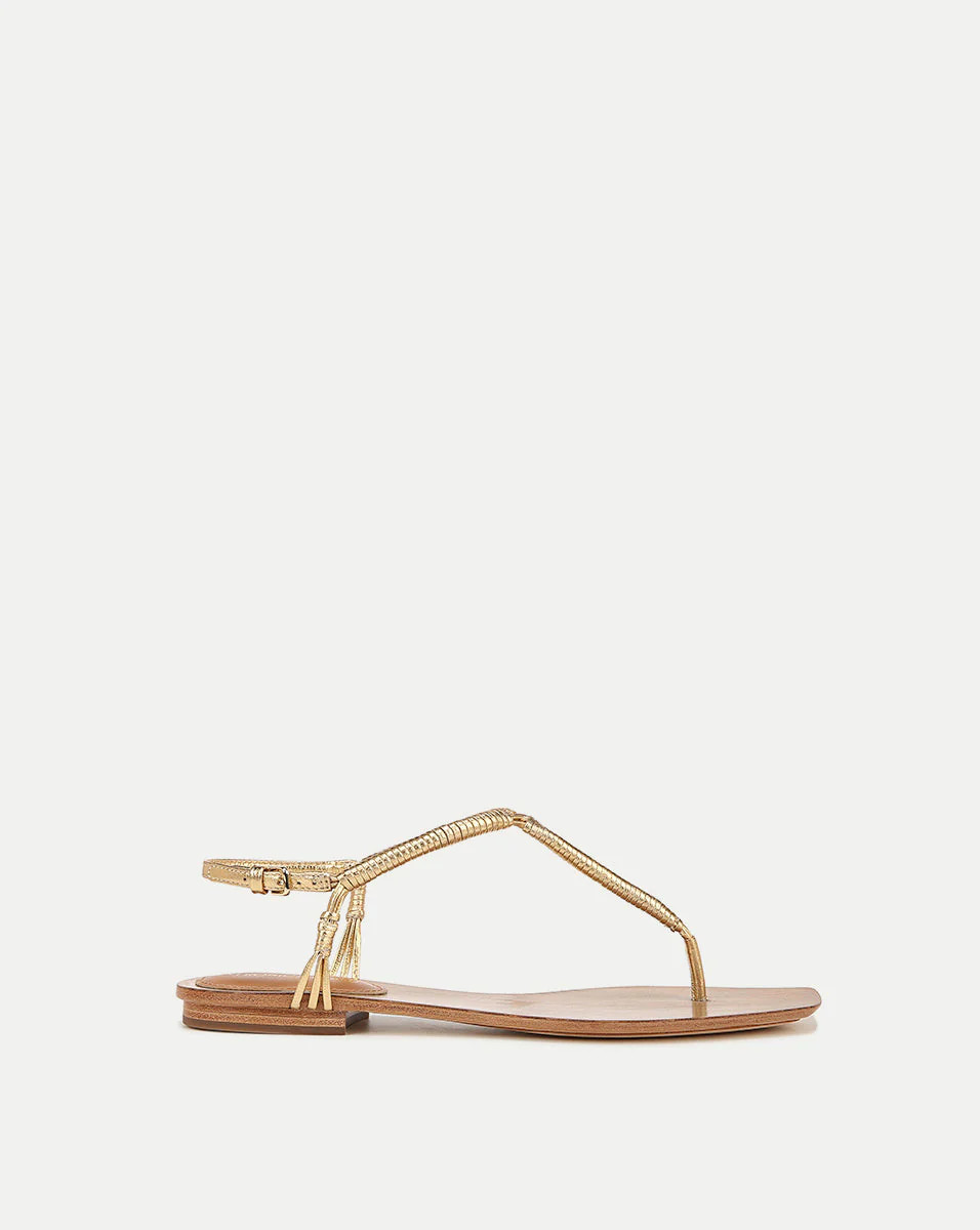 Amelia T-Strap Metallic Sandal | Veronica Beard
