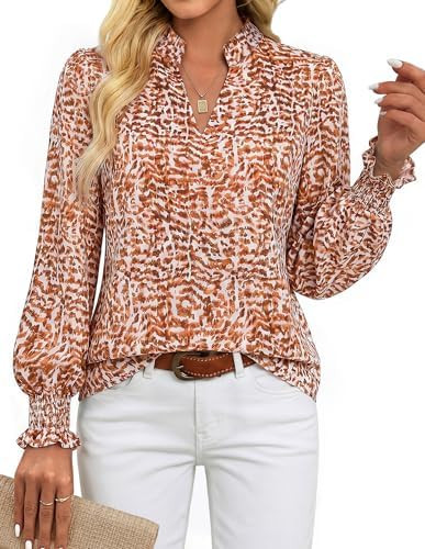 GRACE KARIN Womens Floral Long Sleeve Tops 2026 Summer V Neck Chiffon Blouses Dressy Casual Print... | Amazon (US)