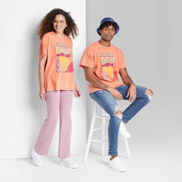 Short Sleeve Oversized T-Shirt - Wild Fable™ Peach Orange Letters | Target