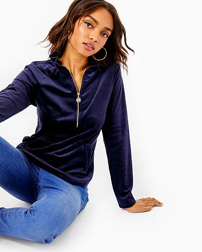 Lilly Pulitzer Skipper Round Hem Ruffle Velour Popover | Lilly Pulitzer