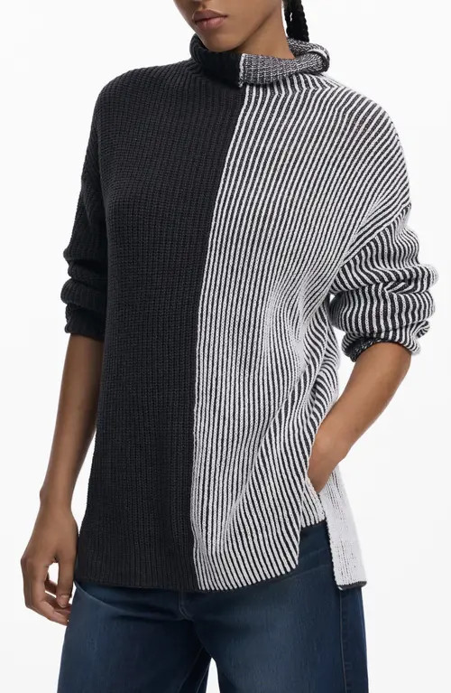 Desigual Turtleneck Sweater in Gray at Nordstrom, Size Large | Nordstrom