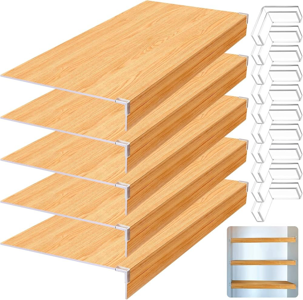 Hoolerry 5 Pcs 33 x 16 Inch Foamed PVC Wire Rack Covers for Removable Closet Decoration(Not Wood)... | Amazon (US)