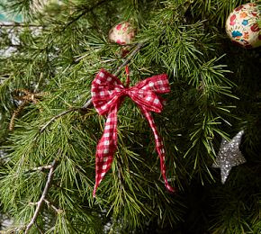 Red Gingham Bow Ornaments | GreenRow