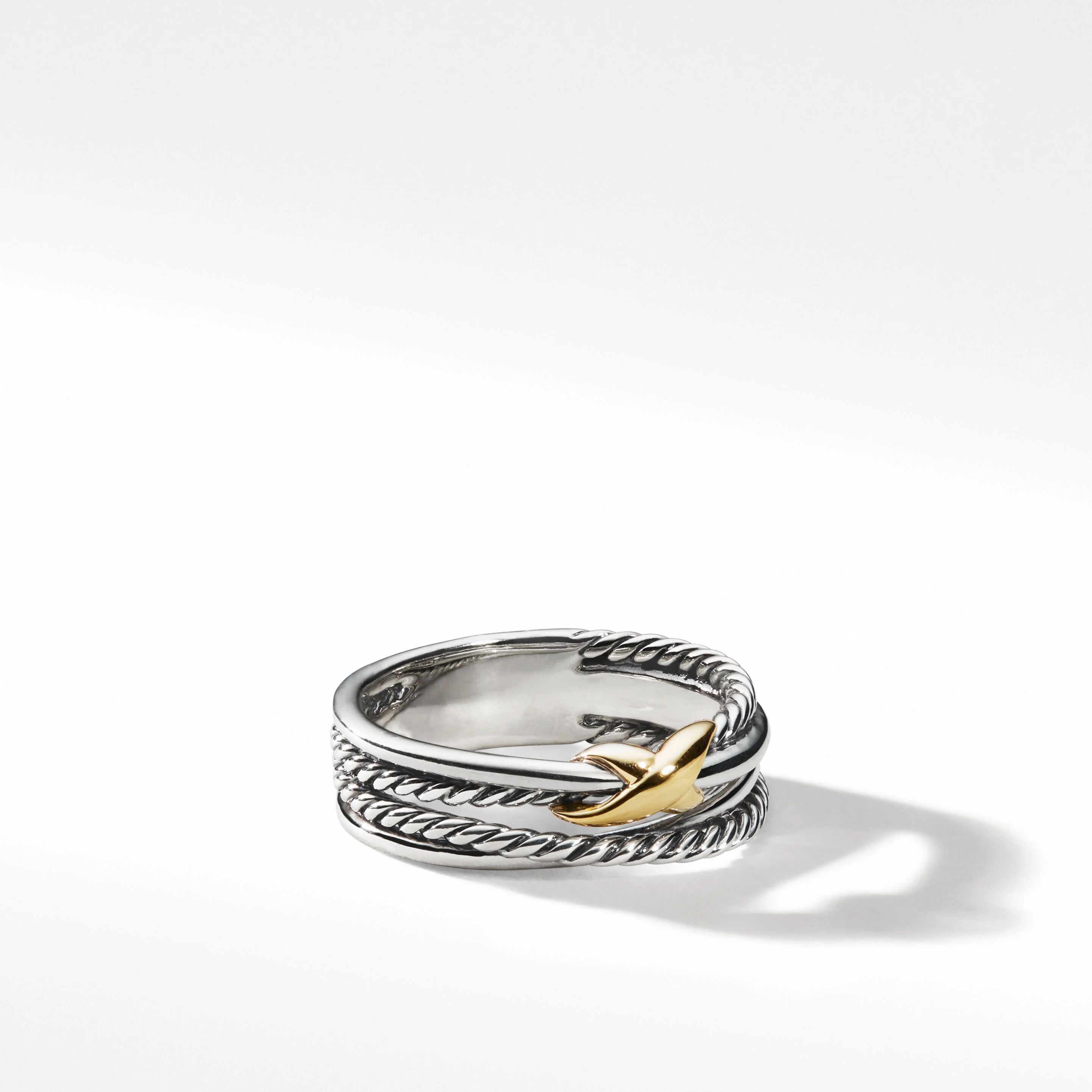 X Crossover Band Ring in Sterling Silver with 18K Yellow Gold | David Yurman