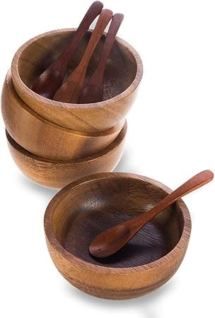BestySuperStore Tiny 2¾" Dia Acacia Calabash Wood Bowl for Condiments, Dip Sauce, Nuts, Ketchup,... | Amazon (US)