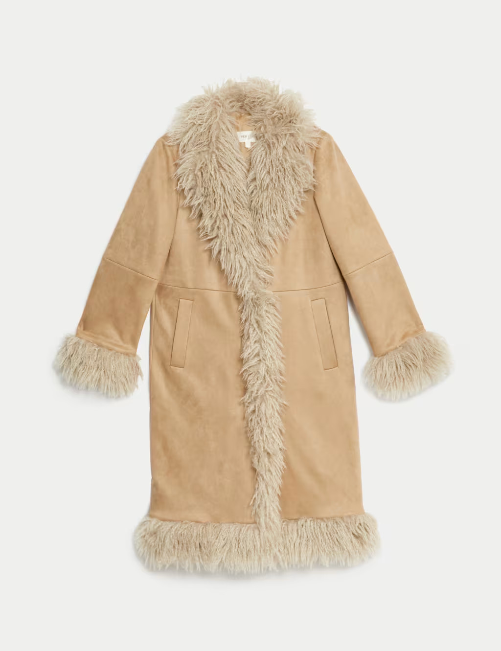 Suedette Faux Fur Trim Longline Coat | Marks & Spencer (UK)