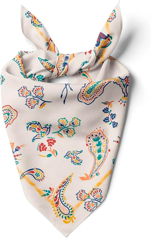 Womens Neck Scarf 23"x23" Small Square Organic Cotton | Headband Scarf Bandana Wrap Head Scarf Br... | Amazon (US)