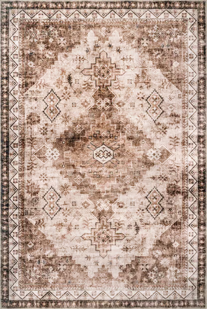 Beige Jessamine Washable Geometric Area Rug | Rugs USA
