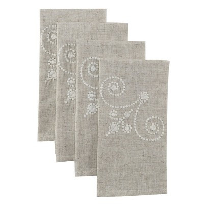 Lenox French Perle Linen Embroidered Napkins, Set of 4 - Linen - 19x19 | Target