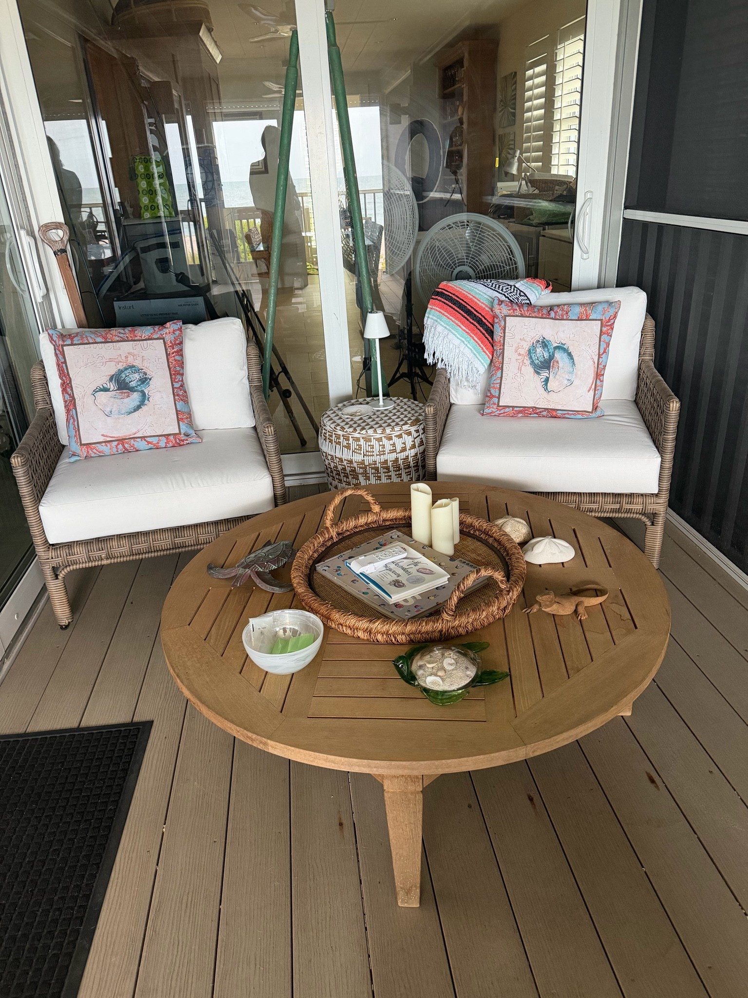 From FRONTGATE and on sale. The Seton chairs and cushions. 
Round teak chat coffee table.
Patio furniture, outdoor furniture, 
Chargeable bistro lights, battery candles
Wooden round serving tray

#LTKHome #LTKOver40 #LTKSeasonal