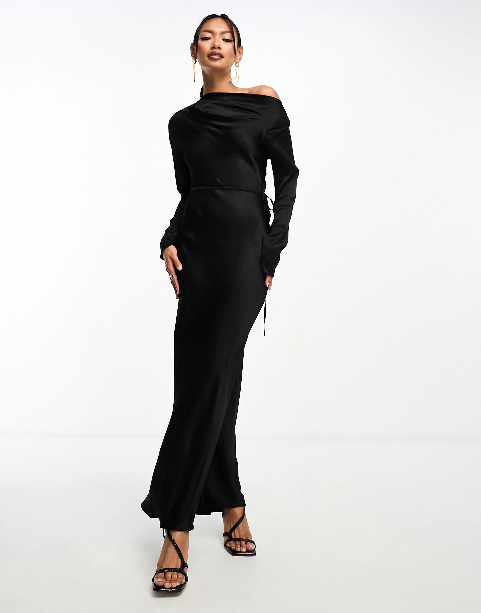 River Island long sleeve seam detail dress in black | ASOS (Global)