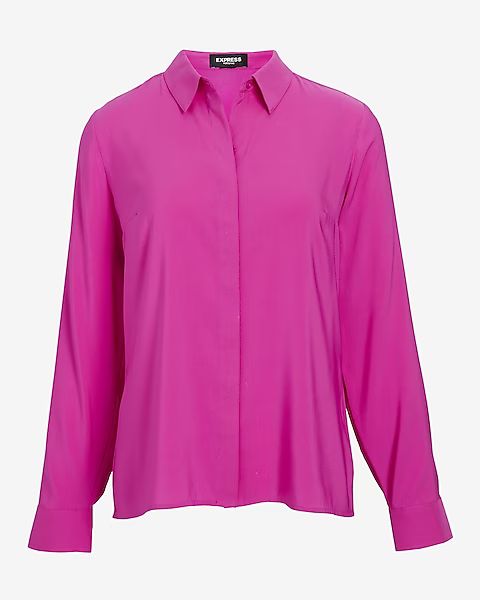 Satin Relaxed Portofino Shirt | Express