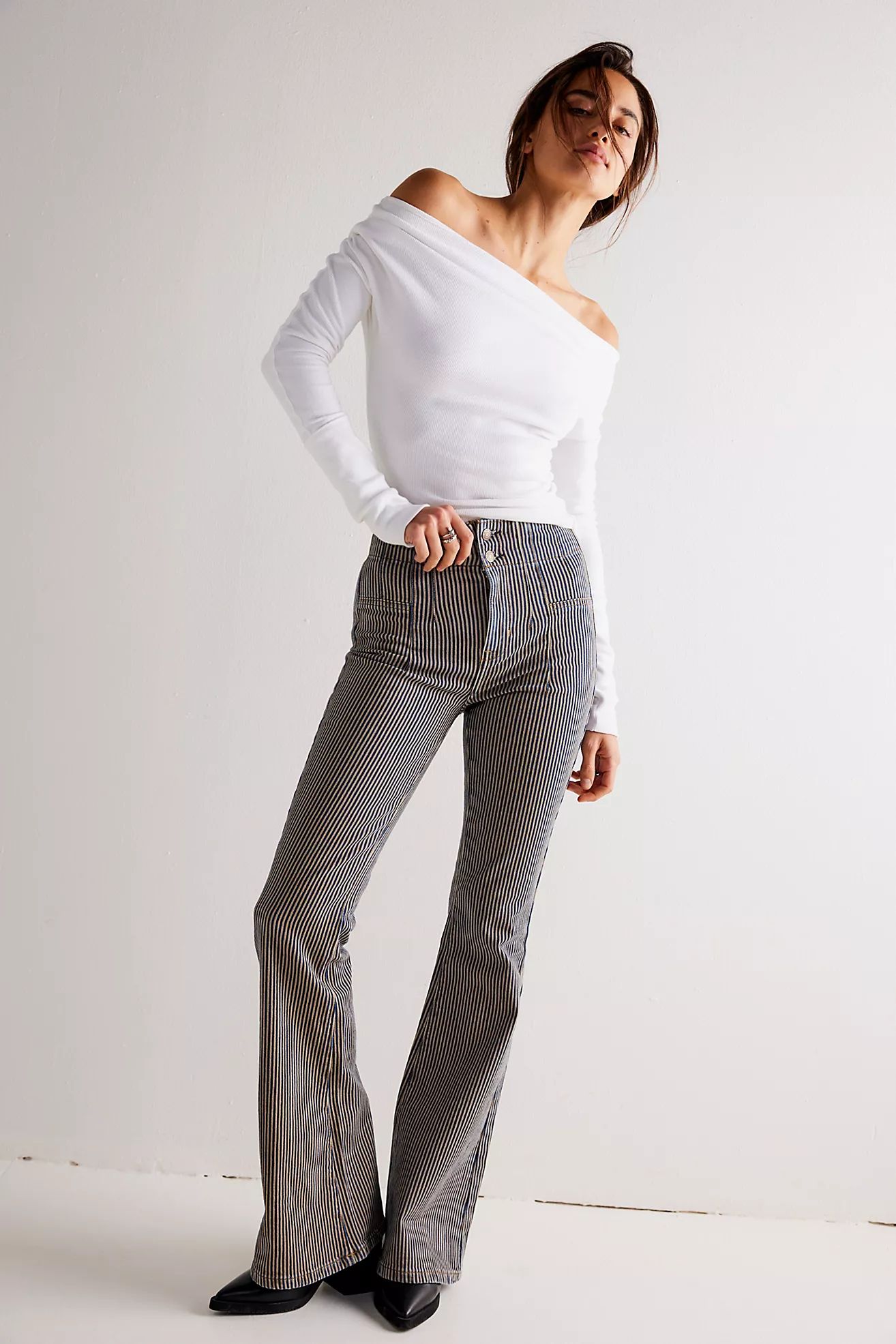 We The Free Jayde Railroad Flare Jeans | Free People (Global - UK&FR Excluded)