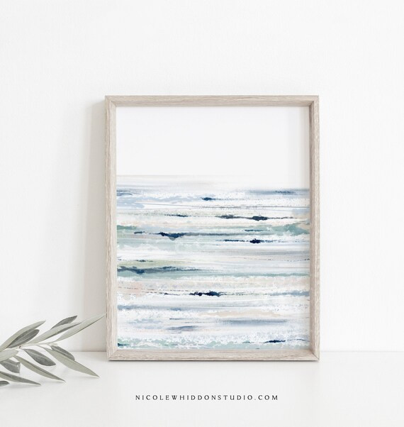 Abstract Coastal Art Print Blue Green Printable Wall Decor | Etsy | Etsy (US)