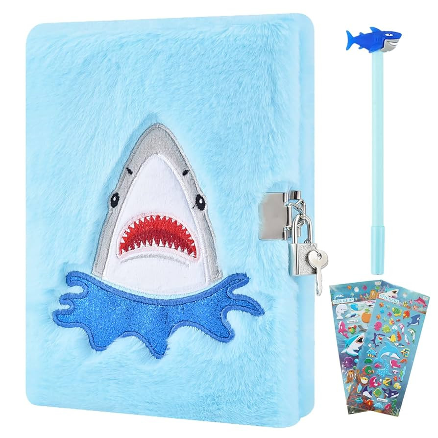 Shark Diary for Boys with Lock and Keys, Kids Journal Travel Notebook for 6-10, Cute Secret Diary... | Amazon (US)