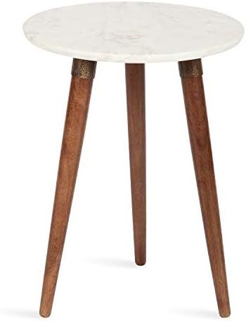 Kate and Laurel Rumsen Round Side Table, 16 x 16 x 21, White and Walnut Brown, Modern Tripod End ... | Amazon (US)