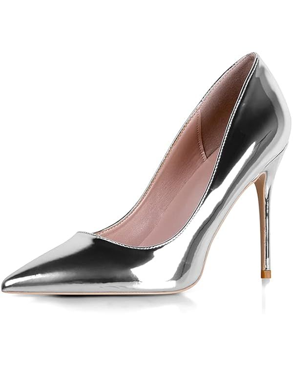 Elisabet Tang High Heels, Womens Pointed Toe Slip on Stilettos Party Wedding Pumps Basic Shoes | Amazon (US)