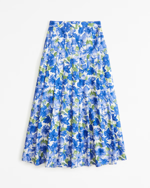 Poplin Pleated Midi Skirt | Abercrombie & Fitch (US)