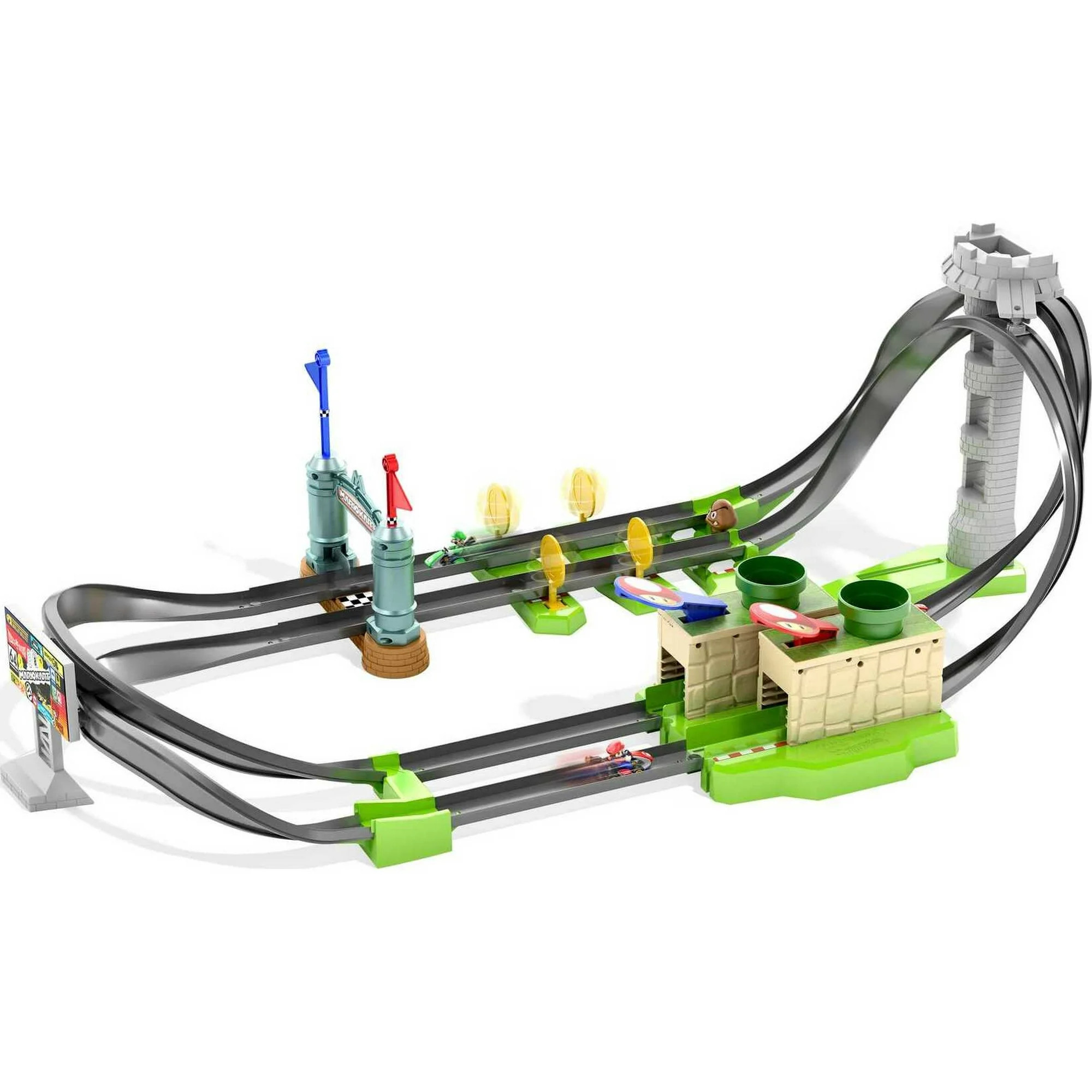 Hot Wheels Mario Kart Circuit Lite Track Set with 1:64 Scale Toy Die-Cast Kart Vehicle & Launcher | Walmart (US)