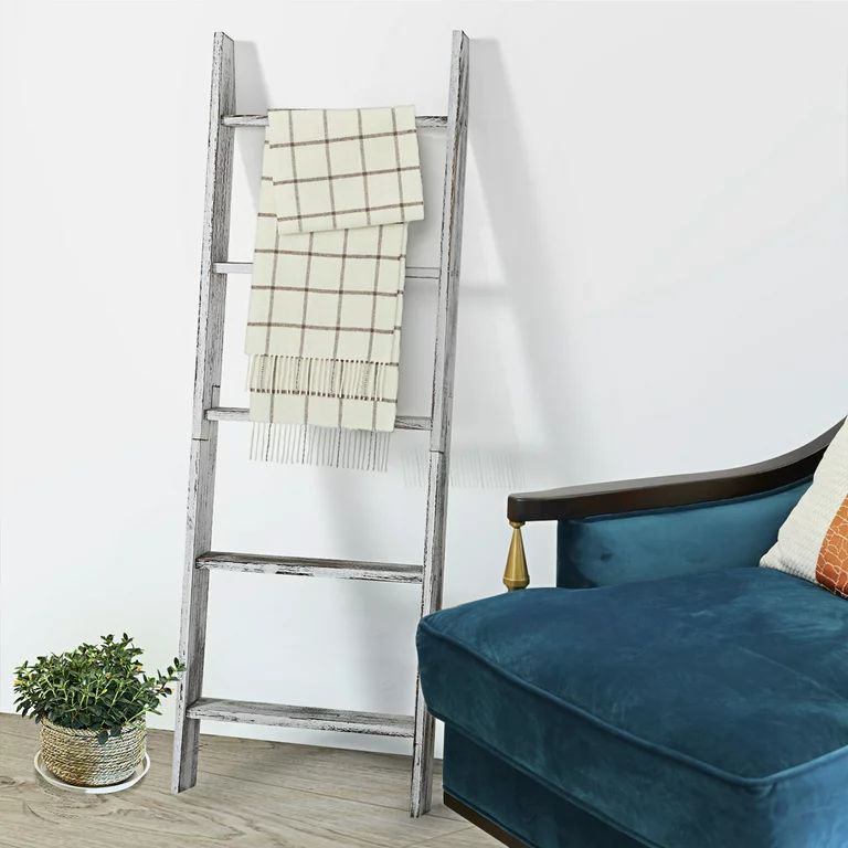 JAXPETYJaxpety Rustic Farmhouse 4.5 ft Decorative Blanket Ladder,Wall Leaning Wood Towel Quilt Sh... | Walmart (US)