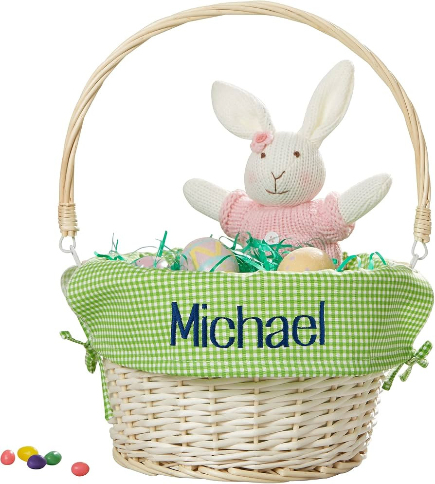 Personalization Universe Personalized Classic Easter Basket – Embroidered Green Checkered Baske... | Amazon (US)