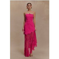 Aleena Satin And Lace Maxi Dress - Dragonfruit I MESHKI I Size XS | MESHKI US