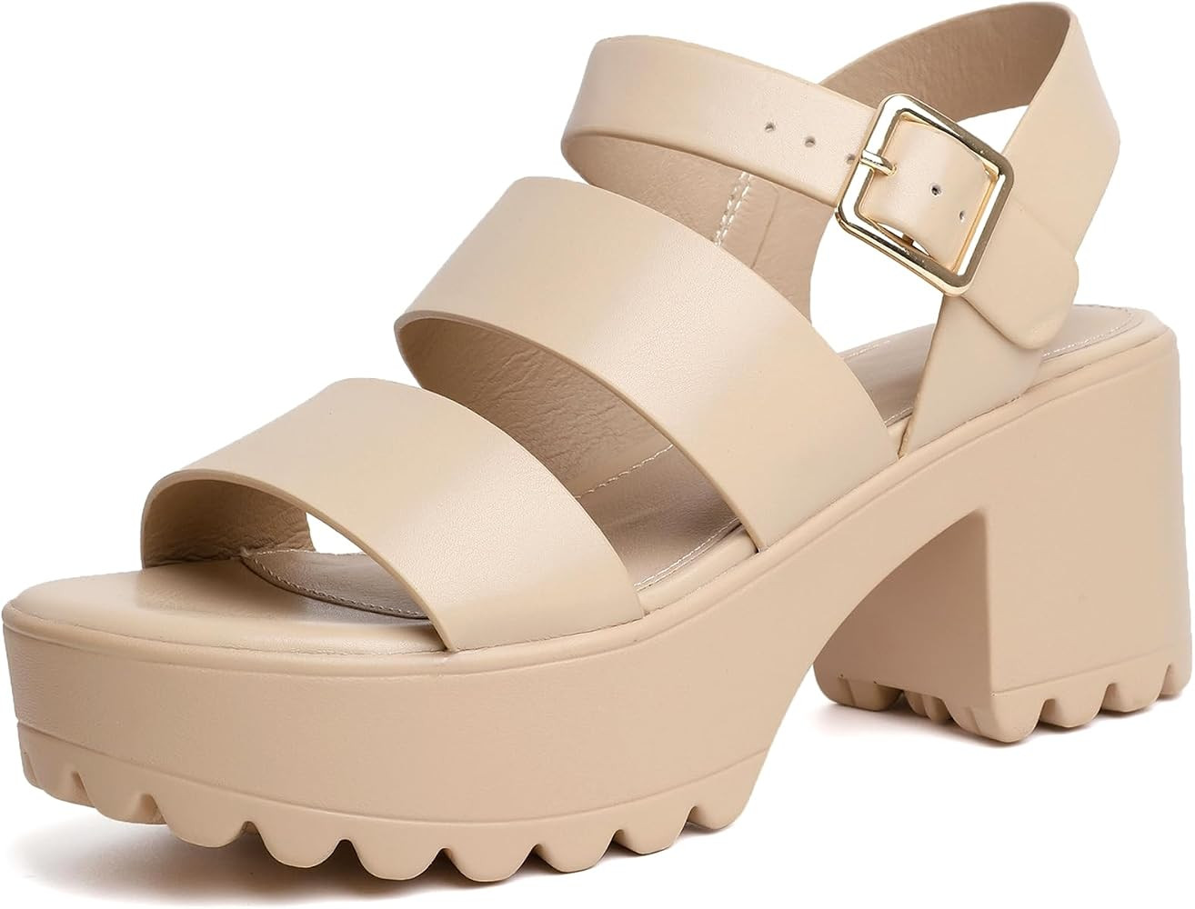 GOUPSKY Platform Sandals for Women Lug Sole Block Heeled Sandals with Adjustable Ankle Strap | Amazon (US)