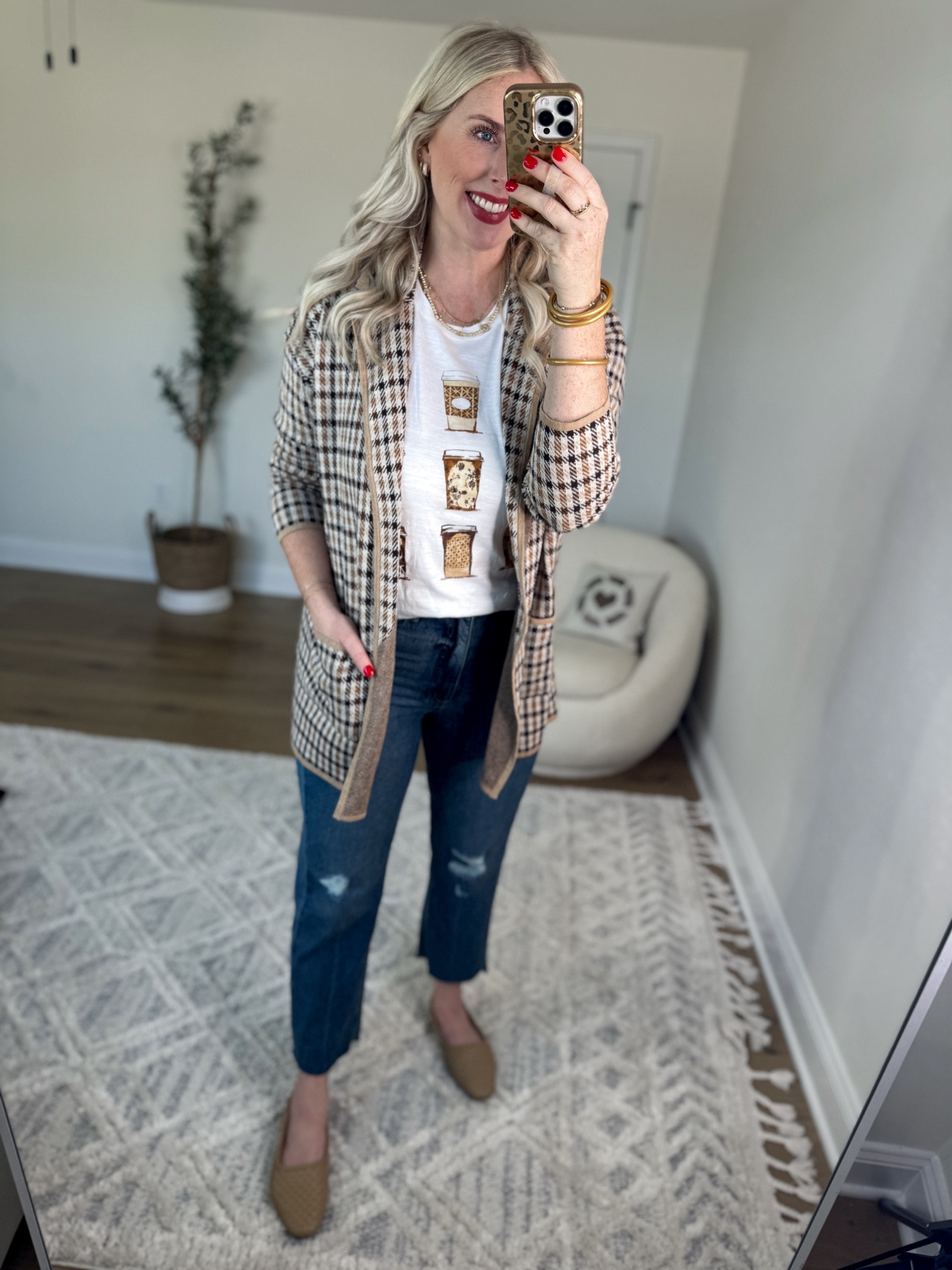 Daily try on, fall outfit, fall try on, loft, plaid cardigan, j. Crew factory, graphic tee, coffee tee, Walmart jeans 

Medium in both tops 

#LTKFallSale #LTKSaleAlert #LTKFindsUnder50