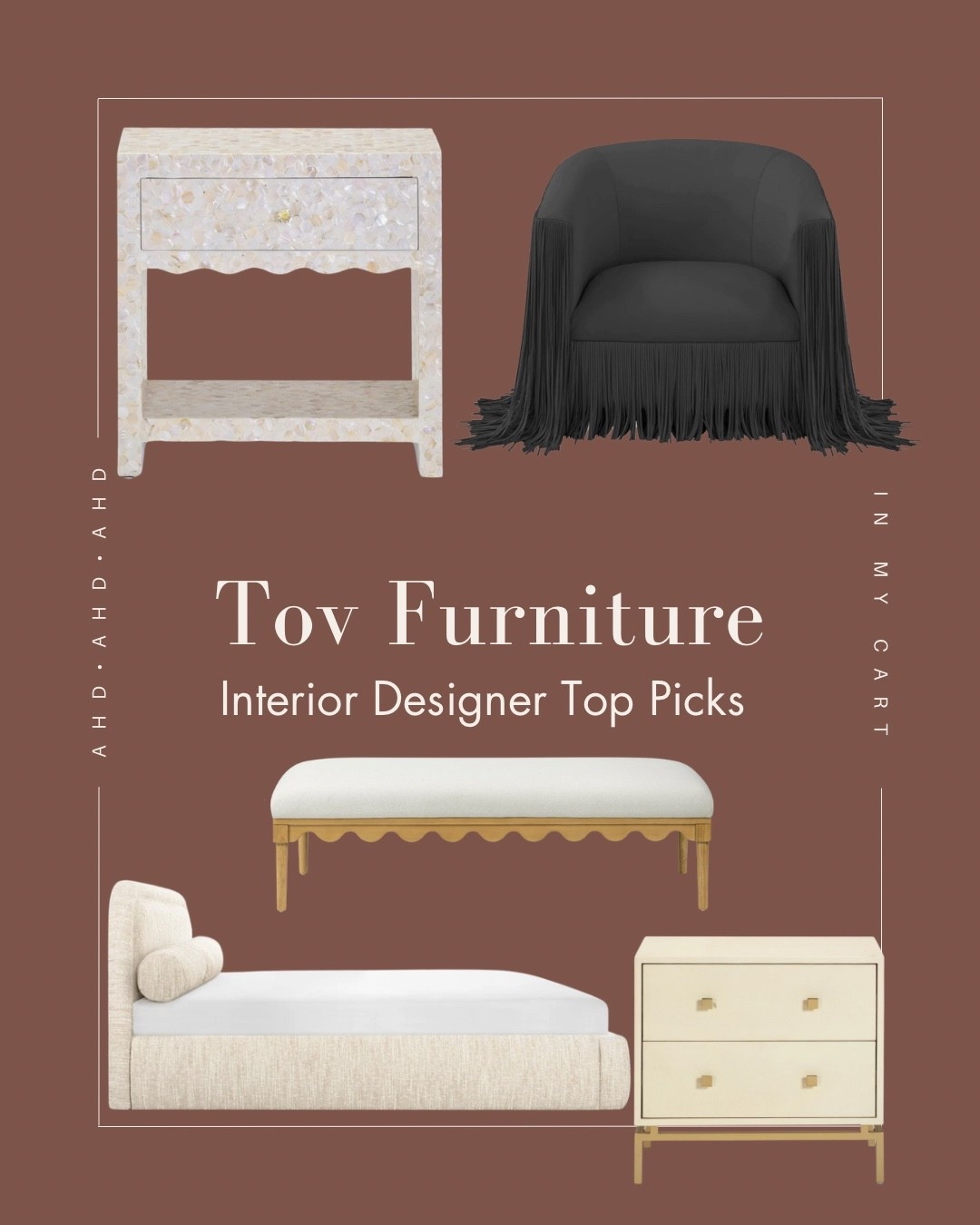 Might go-to for modern organic funky furniture pieces is Tov. While majority of my designs include custom furniture, I like to sprinkle in some less expensive options too! #scalloped #upholsteredbed #nighstands #accentchair #homedecor #bedroomfurniture 

#LTKCyberWeek #LTKHome #LTKSaleAlert