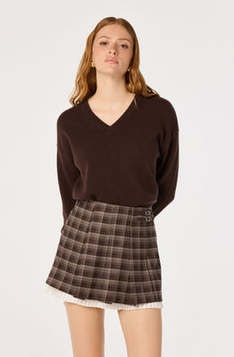 ASTR the Label | Melian Plaid Pleated Skirt in Burgundy plaid |  Size S | ASTR The Label (US)