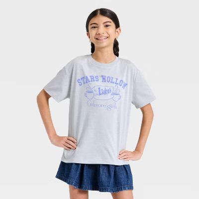 Girls' Gilmore Girls Oversized Graphic Short Sleeve T-Shirt - Gray S | Target