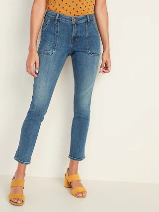 Mid-Rise Utility Rockstar Ankle Jeans for Women | Old Navy US