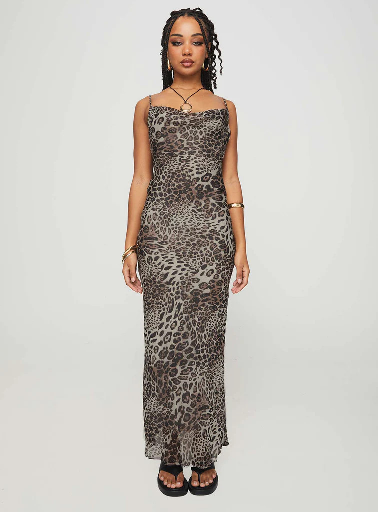 Declynn Bias Cut Maxi Dress Leopard | Princess Polly US