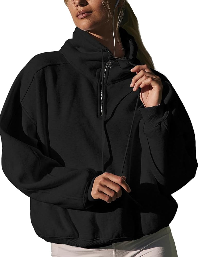 Haellun Womens Half Zip Hoodies Fleece Lined Sweatshirt Drawstring Pullover Winter Warm Hooded To... | Amazon (US)