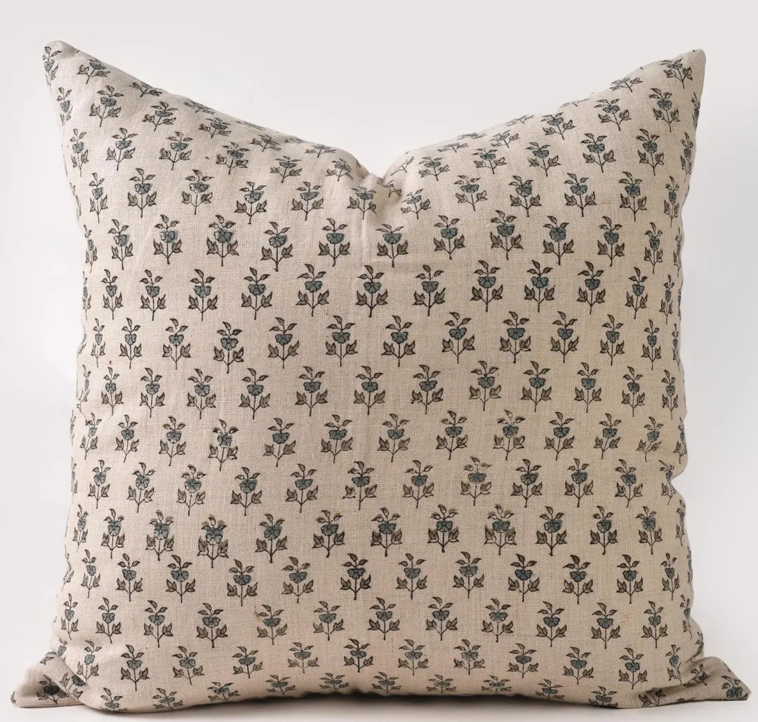 French Blue Pillow Cover Spring Floral Throw Pillow Custom Size Lumbar Pillow Hostess Gift for Ho... | Etsy (US)